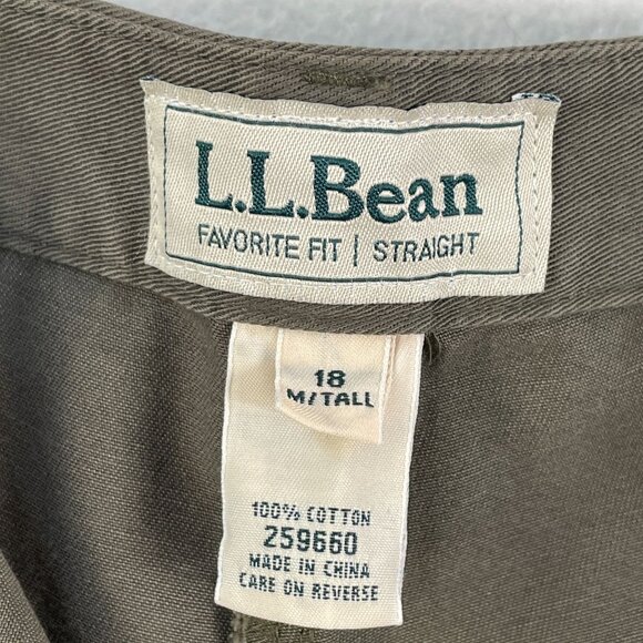 LL Bean Womens Plus 18 Tall Favorite Fit Straight Leg Pants Cotton Green Khaki - Picture 3 of 7